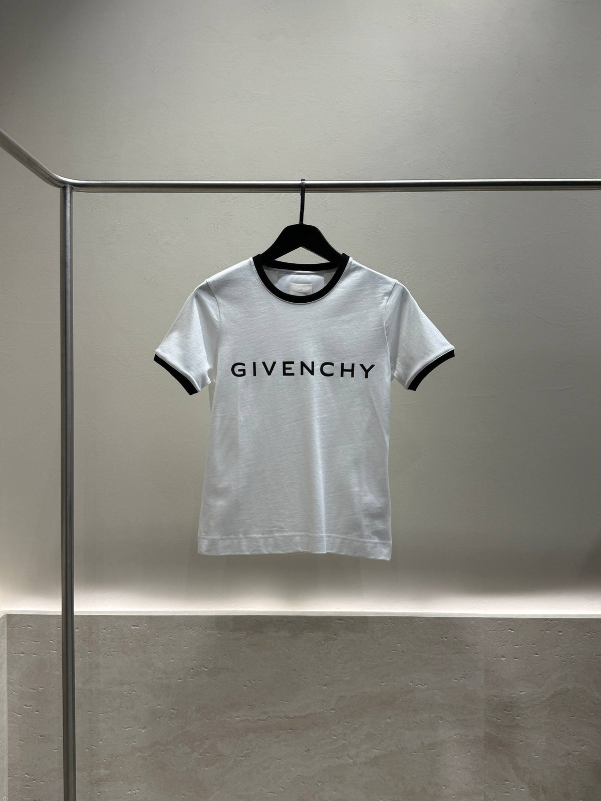 Women's white ringer T-shirt front view